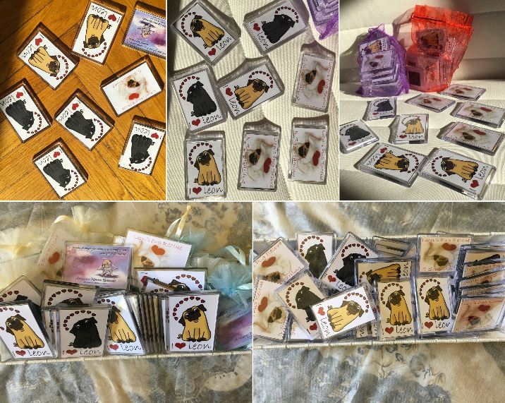 CALAMITE GRANDI E PICCOLE , soggetti: realizzate e donate al Rescue dalla speciale mamma salvacarlina Alessandra Leon's Pug Rescue Salvacarlino I love Leon ORDINE MINIMO n 2 pz per € 12 contributo minimo richiesto ( inclusa la spedizione) NUMERO PEZZI DISPONIBILI : al momento quasi esaurite ma in riassortimento !