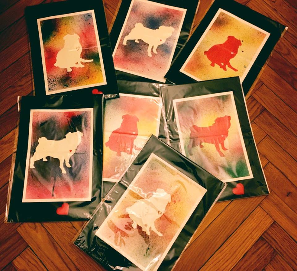 DISEGNI ORIGINALI serie ' PUG HEART' PEZZI UNICI - CHINA E ACRILICO SU CARTA ACQUERELLO Ideati , realizzati e donati al Rescue dalla speciale mamma salvacarlina Ondina NUMERO PEZZI DISPONIBILI :n 7 contributo minimo richiesto € 15 inclusa la spedizione ( se più di uno, € 10 cad)