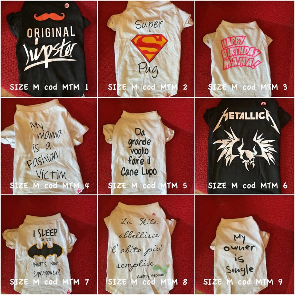Ringraziamo il brand Pimp My Pug per gli articoli donati al nostro Rescue perché potessero essere venduti sul nostro Temporary Store a scopo di raccolta fondi. DISPONIBILITA' : n 1 per tipo - taglia M CONTRIBUTO MINIMO RICHIESTO : € 25 inclusa spedizione ( se più di una, € 20 cad) si prega di specificare nell'ordine il codice dell'articolo riportato sulla foto. grazie