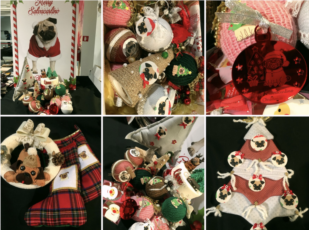 CHRISTMAS SPECIAL !! PALLINE ALBERO realizzate a mano px disponibili : 10 contributo benefico richiesto : € 12 inclusa spedizione (ARTICOLO NON PIU' DISPONIBILE)ALBERINO ORO e PERLINE realizzato a mano TREE CHARM Leon's Pug Rescue Salvacarlino px disponibili : 4 ( 3 silver\ 1 rosso) contributo benefico richiesto : € 12 inclusa spedizione (ARTICOLO NON PIU' DISPONIBILE)GHIRLANDA CON CARLINO PANNO LENCI realizzata a mano (ARTICOLO NON PIU' DISPONIBILE) ALBERINO da tavolo in cotone imbottito con app carlino e zampine, colore grigio chiaro ALBERINO copriteiera o puntale albero , con app carlni px disponibili : 1 contributo benefico richiesto : € 15 inclusa spedizione PER ORDINARE: Invia un'email a leonspugrescue@gmail.com , specificando ordine CON NOME ARTICOLO e indirizzo di spedizione. Invia il tuo contributo tramite bonifico bancario a: LEON S PUG RESCUE SALVACARLINO UNICREDIT ( MILANO) IT 94 D 02008 01623 000101415047 oppure puoi versare il tuo contributo utilizzando l'opzione paypal direttamente accessibile dal nostro sito internet PERFAVORE CONTATTACI PER ACCERTARTI CHE L'ARTICOLO SIA ANCORA DISPONIBILE PRIMA DI INVIARE IL TUO CONTRIBUTO !